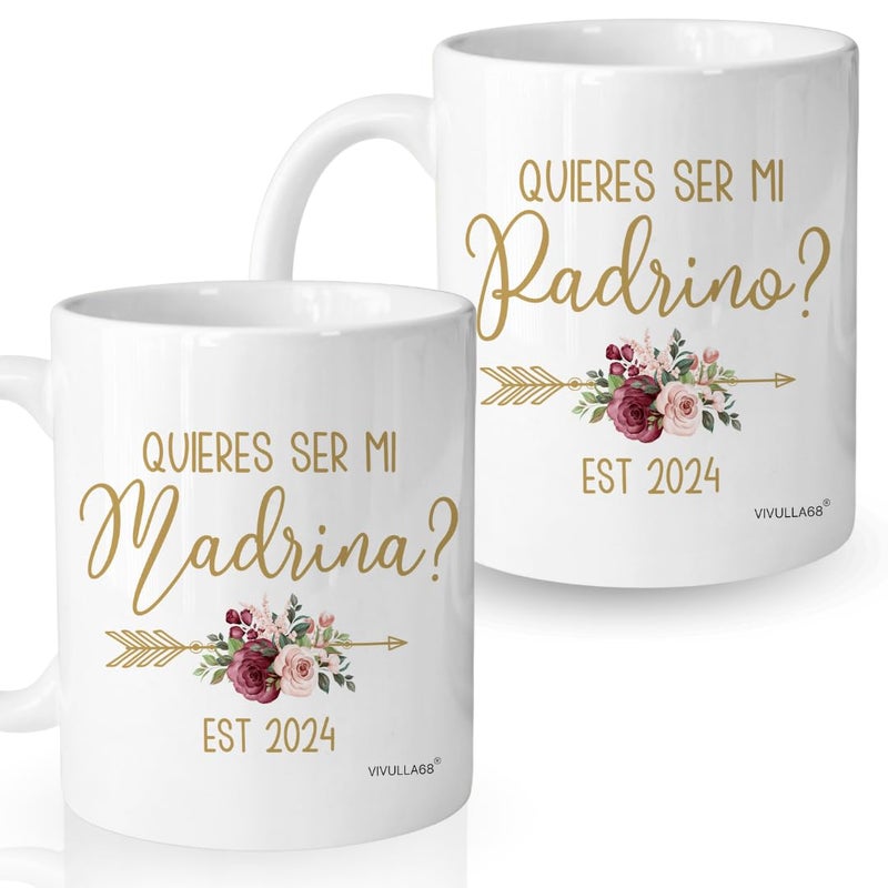 Vivulla68 Vivulla68 Quieres Ser Mis Padrinos De Bautizo Bautizo Recuerdos Juego De 2 Tazas 2024 Recuerdos De Bautizo Para Nio Nia God parents Presents Proposal Quieren Ser Mis Padrinos De Bautizo