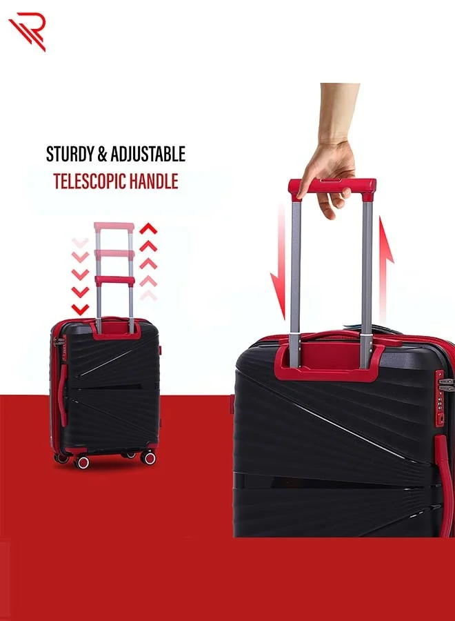 ريفلكشين Reflection PP Luggage, Lightweight Hardshell, Expandable with 4 Spinner Wheels and TSA Lock (20-Inch, Black)