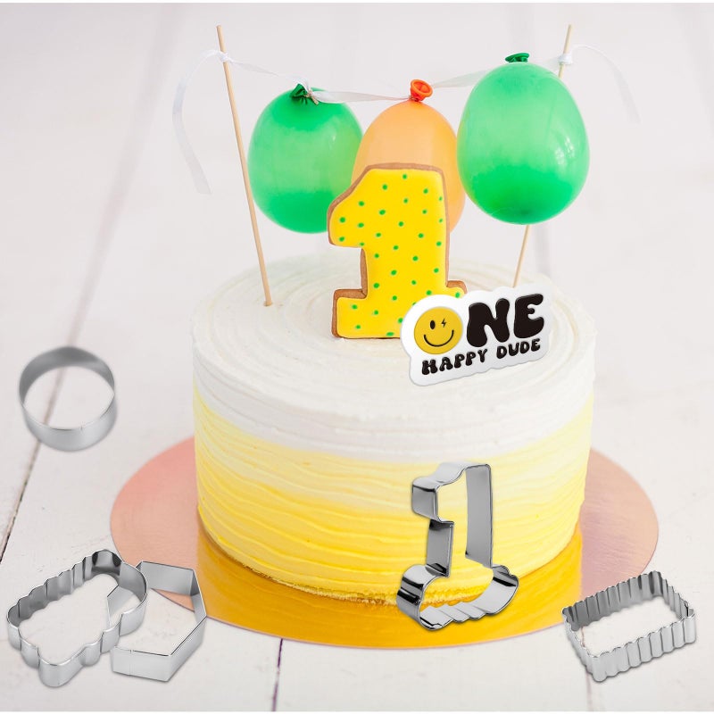 Whaline 9Pcs One Happy Dude Party Favor Cookie Cutter Birthday Biscuit Cutters Letters Plaques Numbers Shape Cookie Cutting Molds for Parties DIY Craft Baking Supplies - Image 4