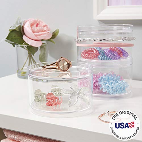 STORi Bella Stackable Clear Plastic Container (Set of 3) Round Vanity Storage Organizers with Lids for Hair Accessories & Beauty Supplies | Made in USA - Image 2