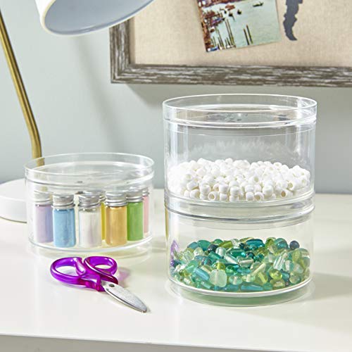 STORi Bella Stackable Clear Plastic Container (Set of 3) Round Vanity Storage Organizers with Lids for Hair Accessories & Beauty Supplies | Made in USA - Image 4