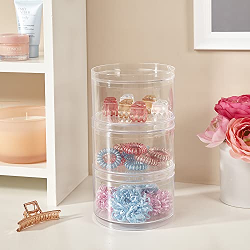 STORi Bella Stackable Clear Plastic Container (Set of 3) Round Vanity Storage Organizers with Lids for Hair Accessories & Beauty Supplies | Made in USA - Image 3