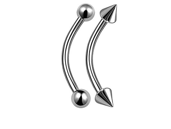 Ervio Curved Eyebrow Barbell Ring | Silver Stainless Steel Body Piercing Jewelry for Ear, Lip, Belly, Tongue, Nipple | Unisex Cartilage Rook Daith Tragus Studs for Men & Women - Image 1