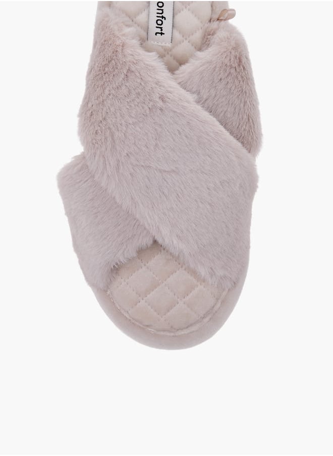 Le Confort - Women Faux Fur Textured Bedroom Slippers - Image 1