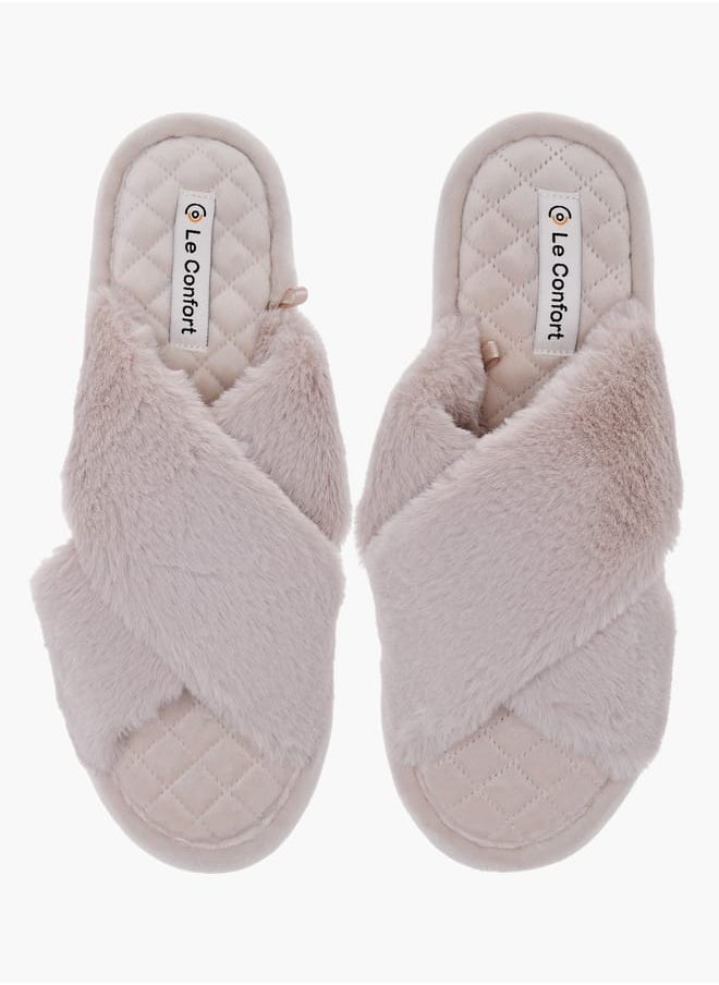 Le Confort - Women Faux Fur Textured Bedroom Slippers - Image 1