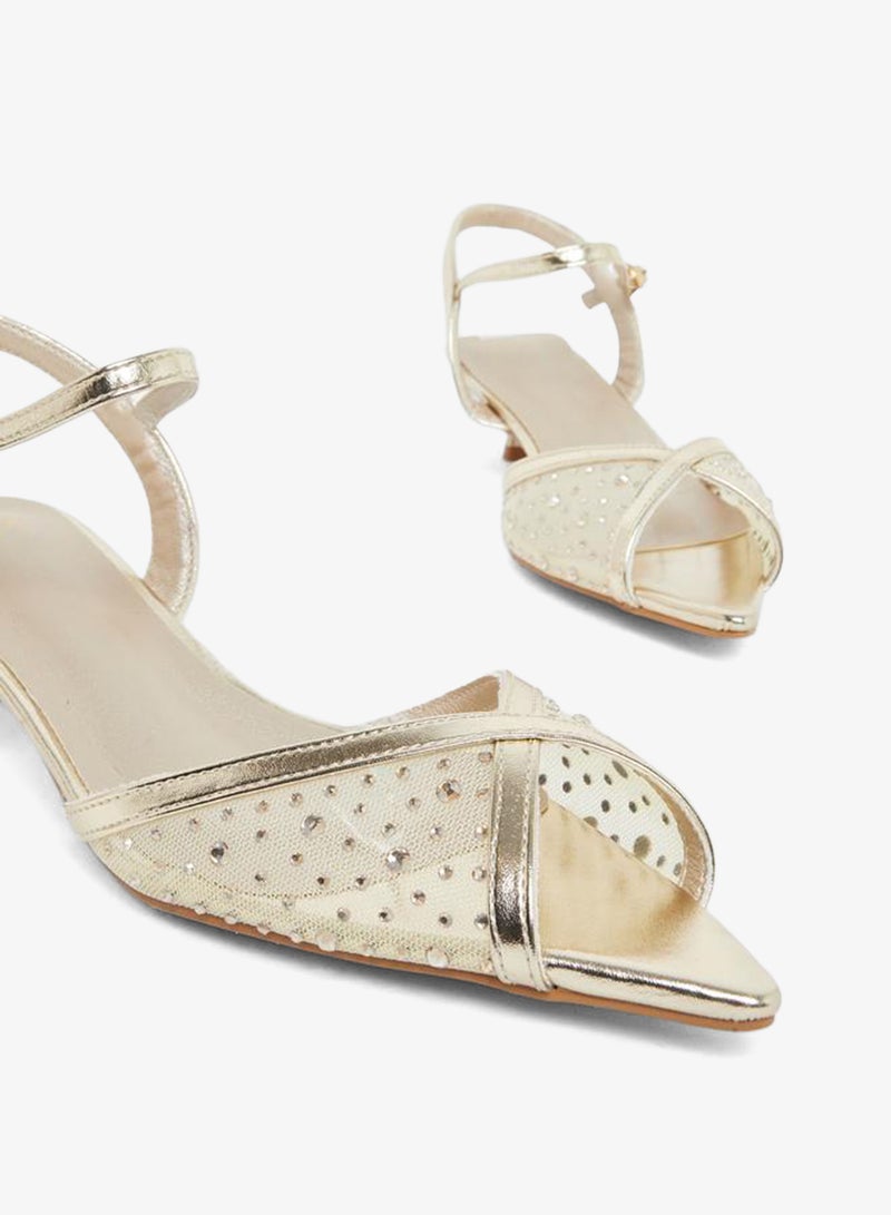 Styli Embellished Vamp Low Heel Sandals - Image 3