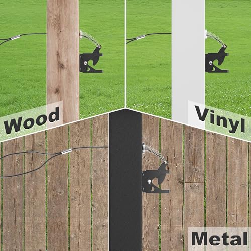 skysen Self Locking Fence Gate Latch Carbon Steel Black/Lock Post Mount with Stainless Steel Spring Cable Pull(JLXSDS-1) - Image 2