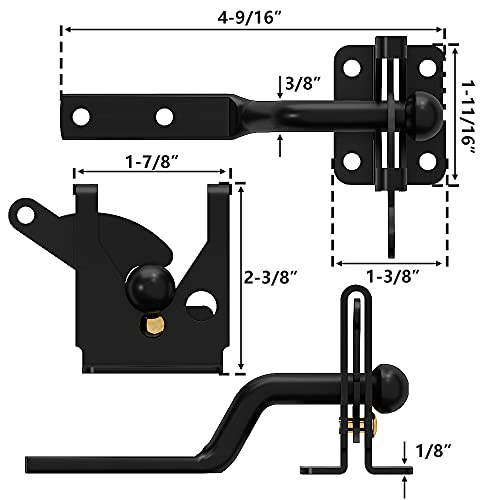 skysen Self Locking Fence Gate Latch Carbon Steel Black/Lock Post Mount with Stainless Steel Spring Cable Pull(JLXSDS-1) - Image 5