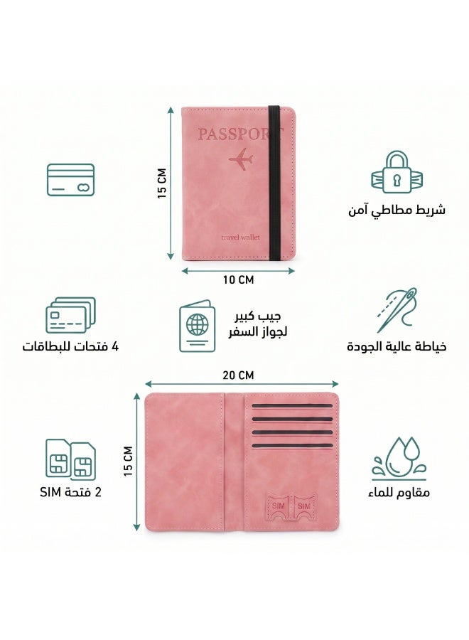 Premium Travel Wallet & Passport Holder with Elastic Band | Water-Resistant Organizer with 4 Card Slots & 2 SIM Pockets - Image 2