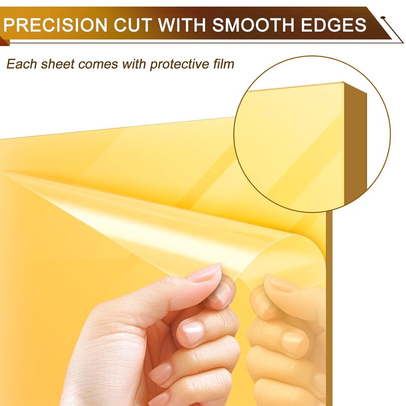 سلاسة ألواح مرايا أكريليك ذهبية، عبوة من قطعتين، 40×30 سم، زجاج شبكي مرن غير قابل للكسر، مناسب للأعمال اليدوية، والقطع بالليزر، والنقش، وديكور المنزل، والمشاريع الفنية، ألواح أكريليك بلاستيكية عاكسة. - Image 5