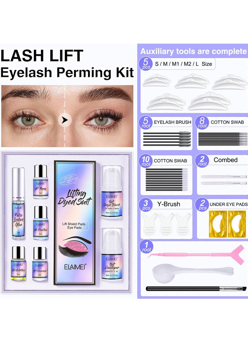 Elaimei - Brow Lamination Lash Lift and Tint Kit Professional Eyebrow and Eyelash Perm Kit with Black Dye Fuller and Thicker Brows Long lasting for 6-8 Weeks Suitable for Salon and Home Use - Image 1