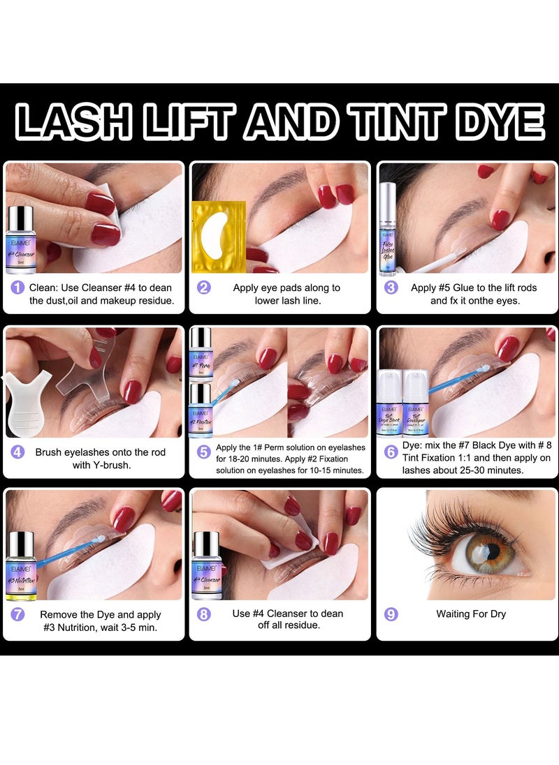 Elaimei - Brow Lamination Lash Lift and Tint Kit Professional Eyebrow and Eyelash Perm Kit with Black Dye Fuller and Thicker Brows Long lasting for 6-8 Weeks Suitable for Salon and Home Use - Image 1