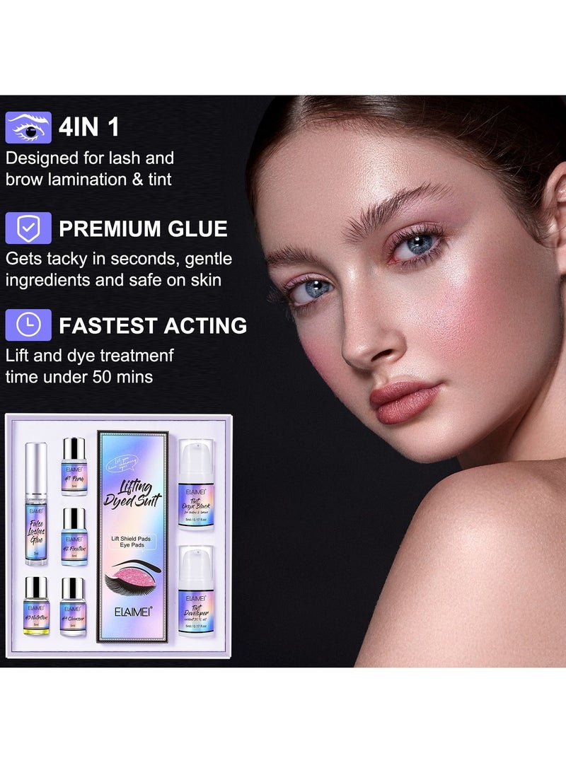 Elaimei - Brow Lamination Lash Lift and Tint Kit Professional Eyebrow and Eyelash Perm Kit with Black Dye Fuller and Thicker Brows Long lasting for 6-8 Weeks Suitable for Salon and Home Use - Image 1