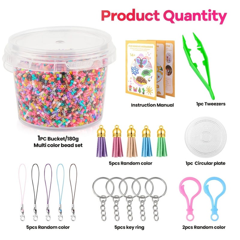 Colorful Rainbow Fuse Beads Set 18000pcs Assorted Color Boxed Beads With Included Tools Keychains Tassel Pendants Lanyards Tweezers Crochet Hooks Pegboard Additions For Handmade Creations - Image 2