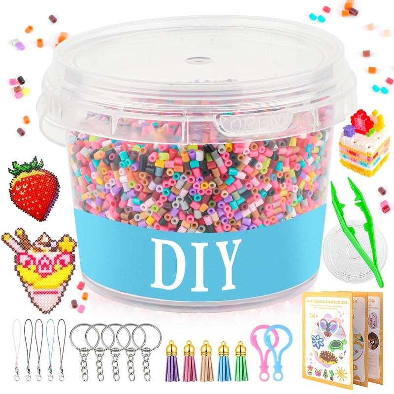 Colorful Rainbow Fuse Beads Set 18000pcs Assorted Color Boxed Beads With Included Tools Keychains Tassel Pendants Lanyards Tweezers Crochet Hooks Pegboard Additions For Handmade Creations - Image 3