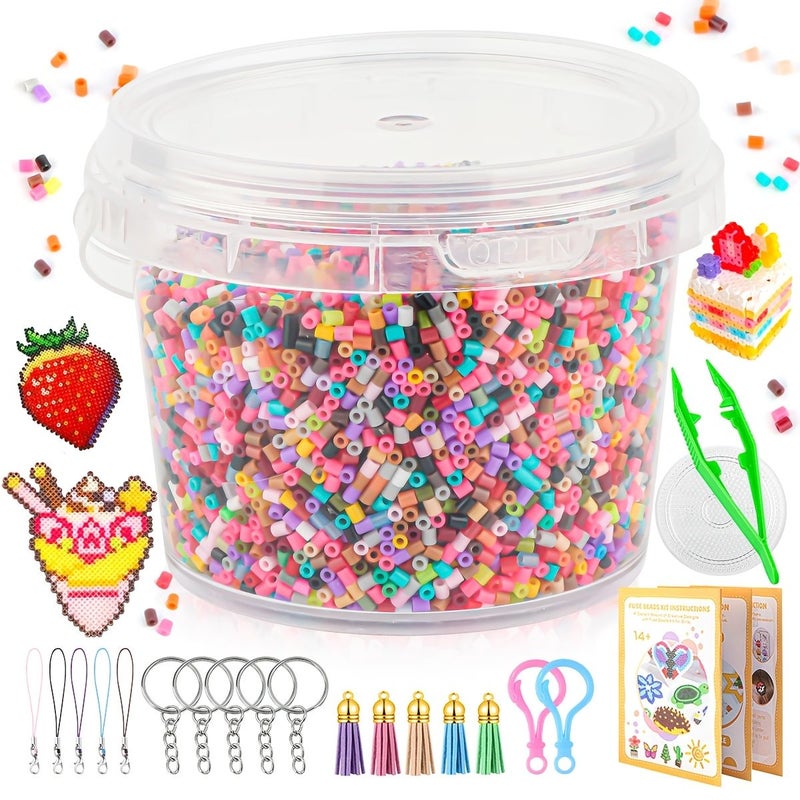Colorful Rainbow Fuse Beads Set 18000pcs Assorted Color Boxed Beads With Included Tools Keychains Tassel Pendants Lanyards Tweezers Crochet Hooks Pegboard Additions For Handmade Creations - Image 1