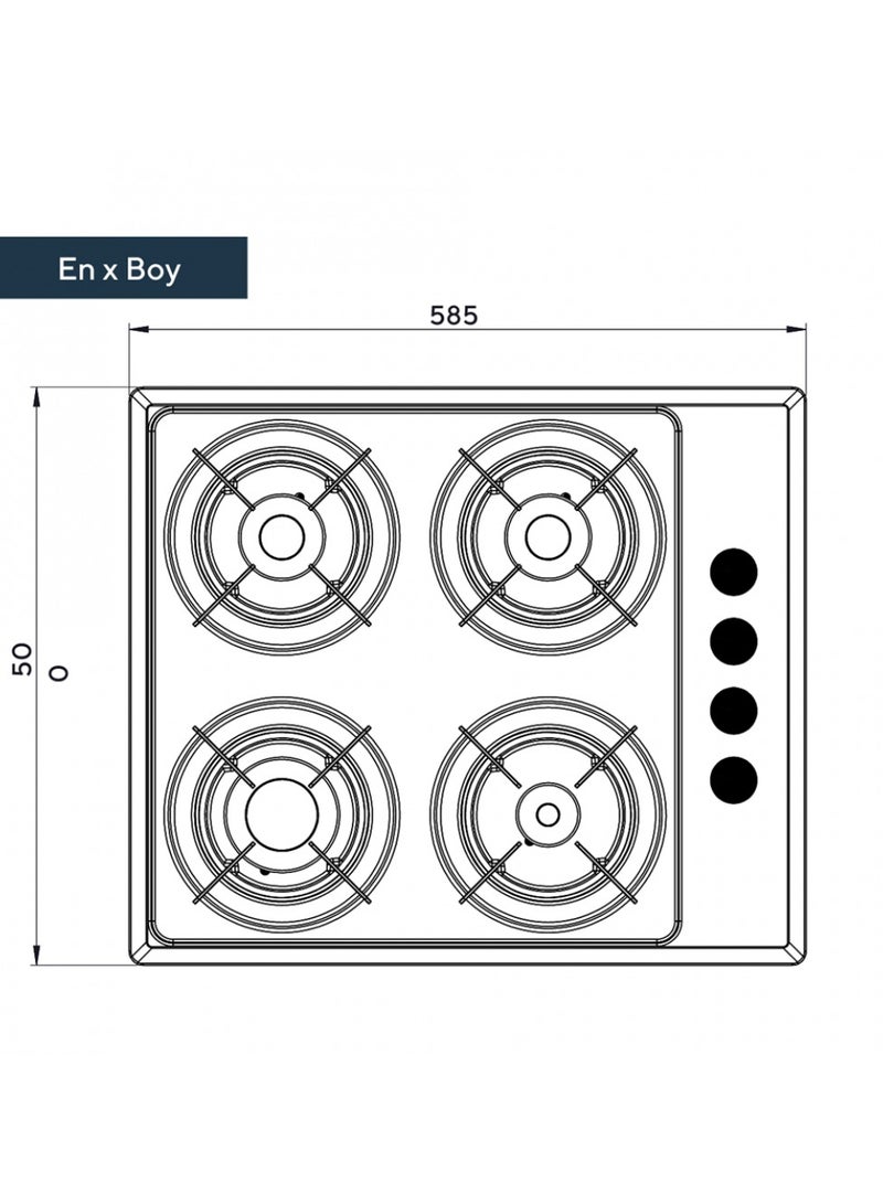 كومتيل كومتل موقد بلت ان 60*60 استانليس استيل شبك ثقيل مفاتيح جانبية - Image 2