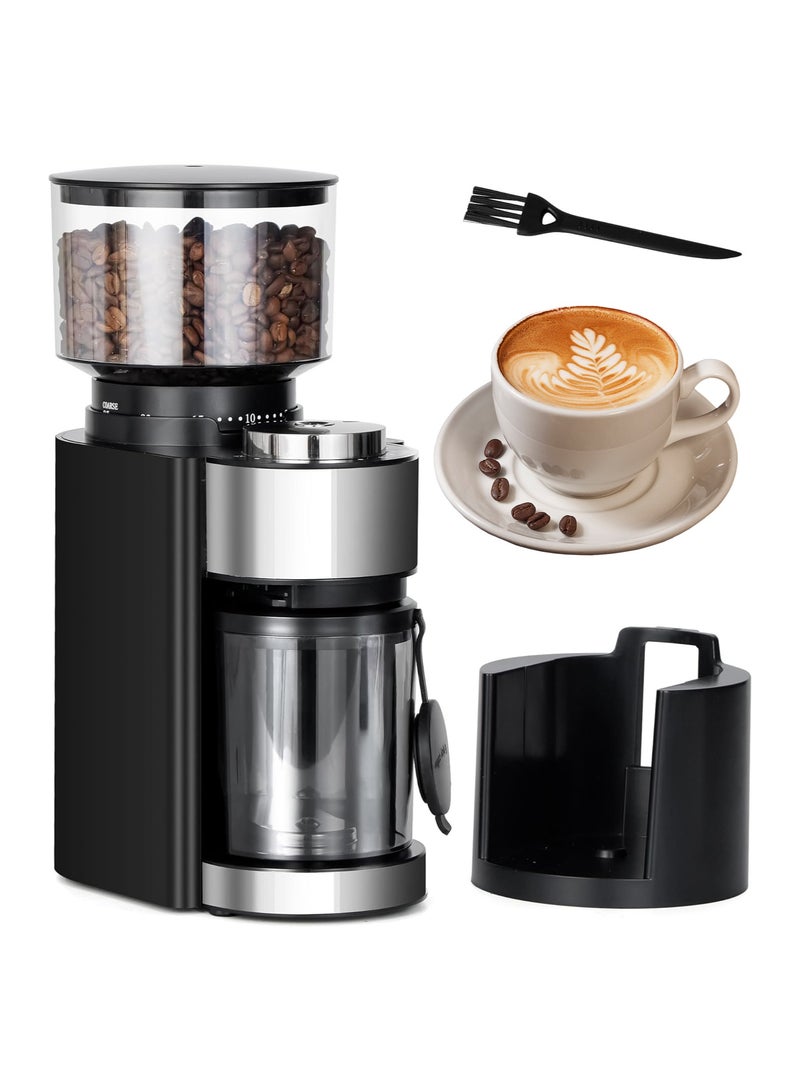 SYOSI Electric Coffee Grinder, Coffee Bean Grinder with 25 Precise Settings for Drip, French Press, Cold Brew, Espresso Grinder with 51-53mm Portafilter Holder, 2-12 Cups Timer, for Home Use  - Image 1
