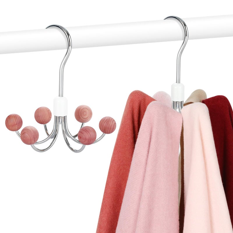 TOPIA HANGER Hoodie Hangers 2-Pack with 6 Cedar Balls, 360Â°Swivel Purse Hanger, Scarf Hanger, Closet Hooks, Handbag Organizer, Bra Hanger, Accessory Organizers for Scarf, Tanktop, Hat, Hoodie CT43C - Image 1