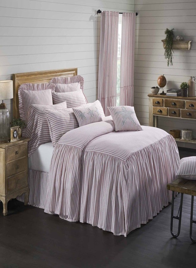 Piper Classics Timeless Ticking Red Stripe Ruffled Queen Bed Skirt, Farmhouse Country, Christmas Décor, 16" Drop - Image 3