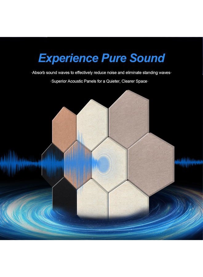 Mollywell Hexagon Acoustic Panels, High Density, Soundproofing, Decorative Noise Reduction Felt Wall Tiles for Studio, Home, Office (Deep Camel, Deep Brown, Black, Light Camel), 14x12x0.4 Inch - Image 5