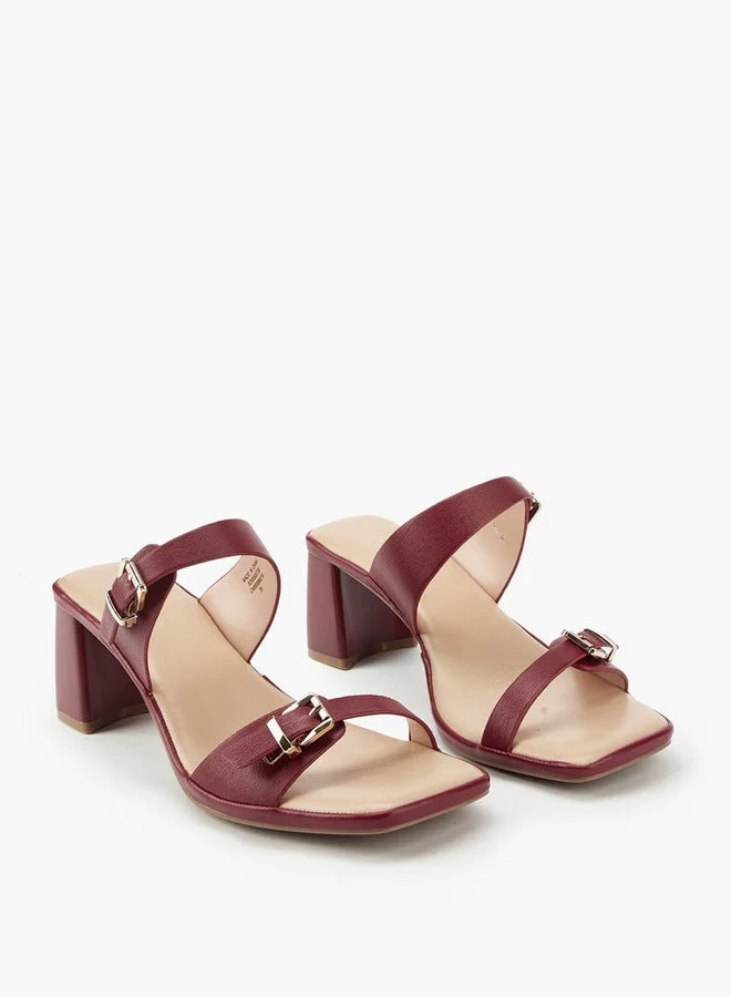 بابريكا صنادل سهلة الارتداء بكعب عريض وزخرفة بإبزيم