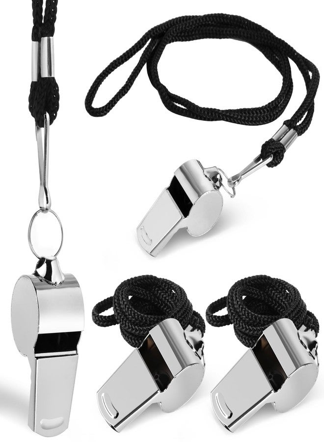 Guirnd Coach Whistle 4P, Stainless Steel Coaches Whistle with Lanyard, Loud Crisp Sound Sport Metal Whistles for Adults, Referees, Officials, Emergency, Outdoor - Image 1