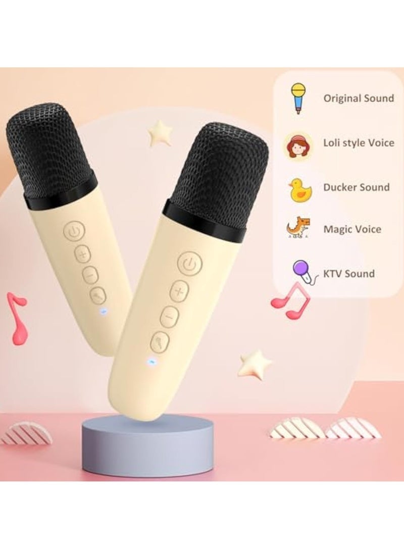 Mini Karaoke Machine for Adults Kids, Portable Bluetooth Karaoke Speaker with 3.5 Full-Range Speaker and Colorful LED Lights, Support USB/TF Card/AUX (Beige) - Image 5