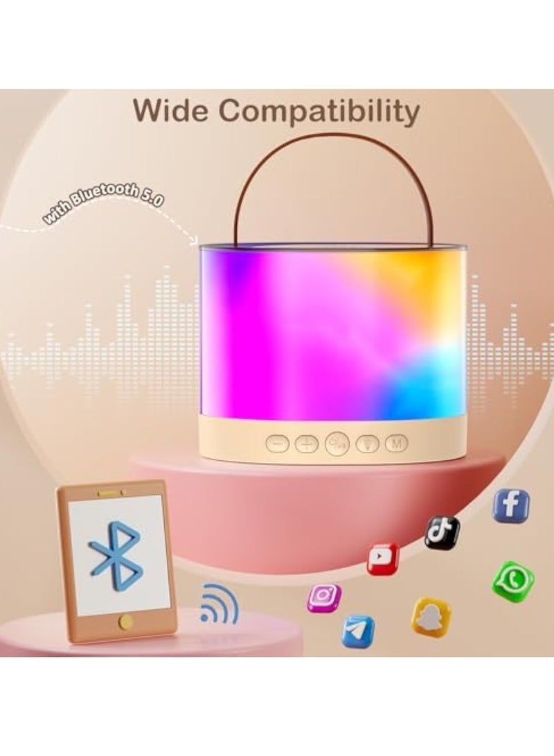 Mini Karaoke Machine for Adults Kids, Portable Bluetooth Karaoke Speaker with 3.5 Full-Range Speaker and Colorful LED Lights, Support USB/TF Card/AUX (Beige) - Image 4