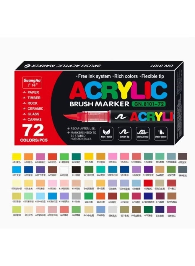 GuangNa 72-Piece Paint Marker Set for Art Supplies, School Supplies, Rock Art, Fabric Paint, Fabric Markers, Paint Pen, Art Markers - Image 1