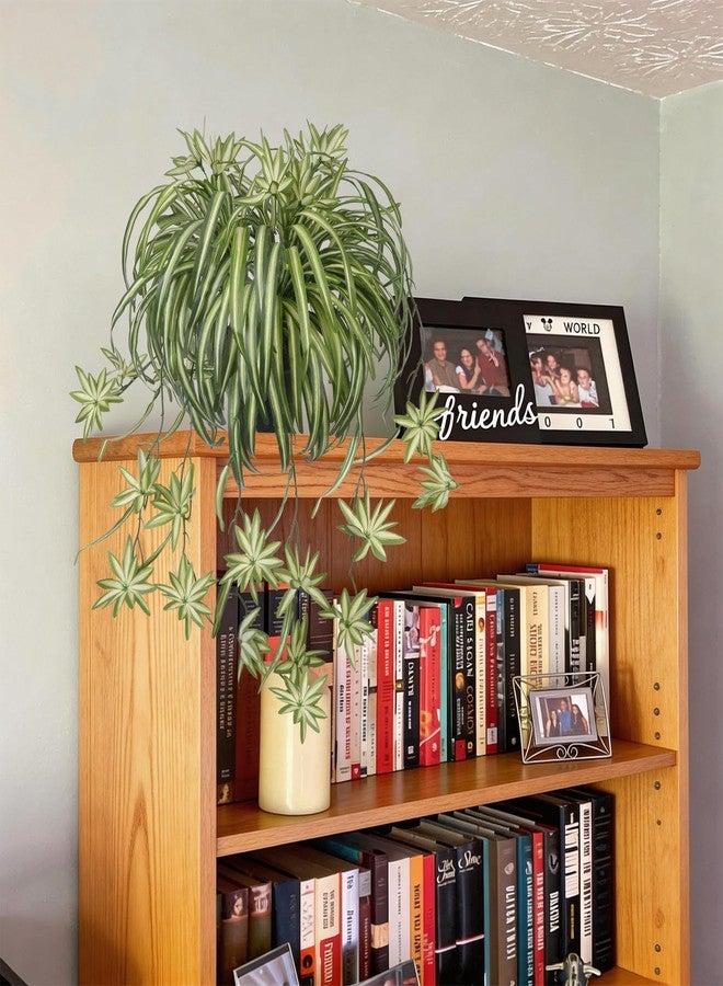 HO2NLE 2 Packs Fake Spider Plant Indoor Artificial Potted Silk Plants Faux Vine Plant for Home Office Livingroom Desk Shelf Mantle Decoration - Image 3