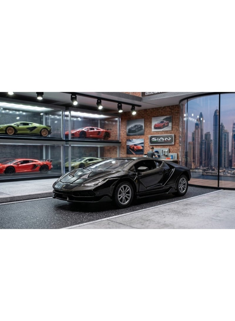 TOOLY Die-cast pull-back metal Exotic Sleek car with music, lights, and manual doors, Black colour ,Pack size 15.8x6x6.8 CM. - Image 1