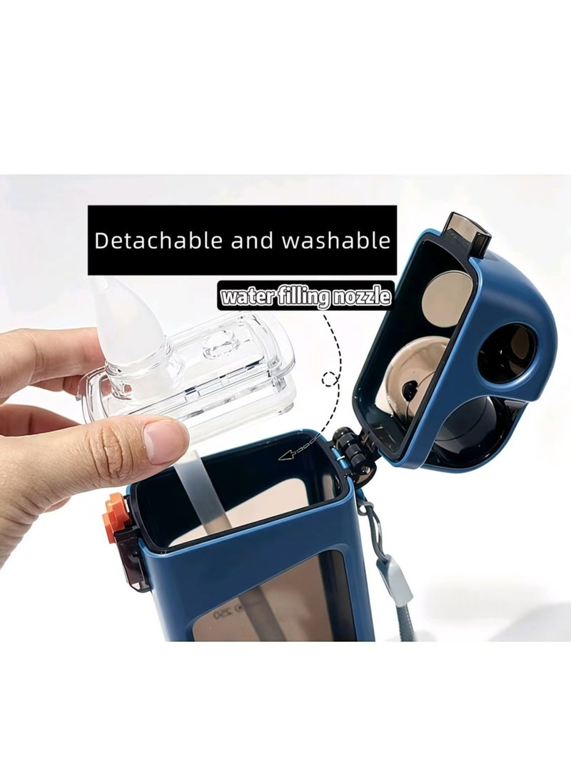 Nariele Portable Plastic High-Temperature Straw Cup Stylish Square Sports Water Bottle - Portable, Leak-Proof, for Gym, Travel, Office & Daily Use blue - Image 4