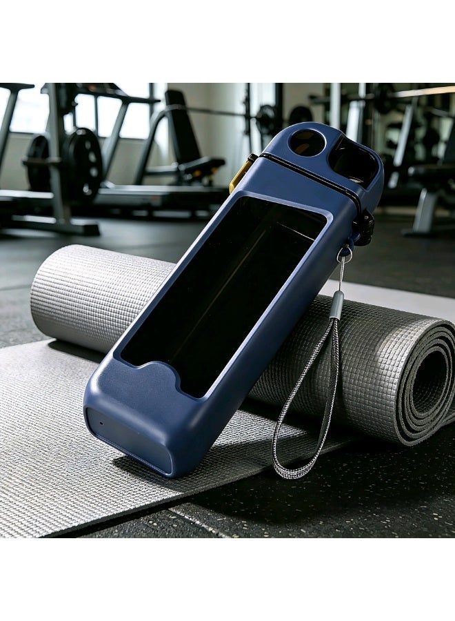 Nariele Portable Plastic High-Temperature Straw Cup Stylish Square Sports Water Bottle - Portable, Leak-Proof, for Gym, Travel, Office & Daily Use blue - Image 2