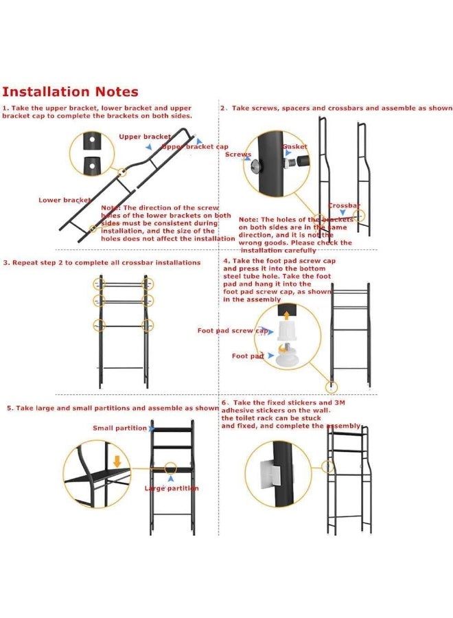 Beauenty Toilet Storage Rack, 3-tier Bathroom Storage Shelf, Over The Bathroom Shelf Organizer Stand, High Capacity, Bathroom Space Saving Shelf - Image 5