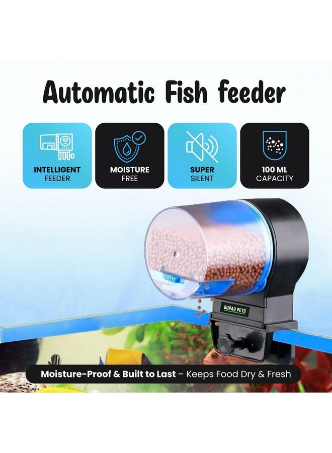 Buraq Automatic Fish Feeder - Food Dispenser for Fish Tank, Vacation Fish Feeder Timer, Adjustable Timing 12hr & 24hr, Accessories for Aquarium (2 Way) - Image 2
