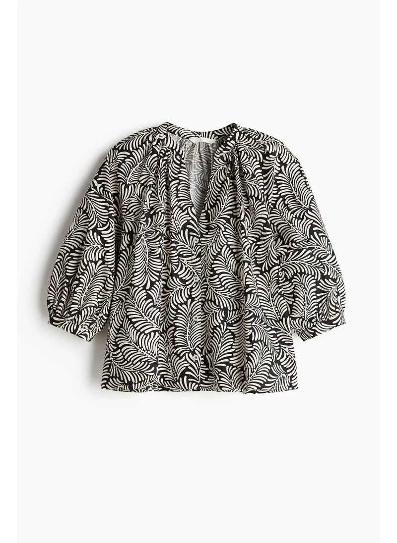 H&M Balloon-sleeved poplin blouse