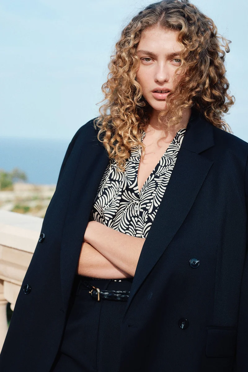 H&M Balloon-sleeved poplin blouse