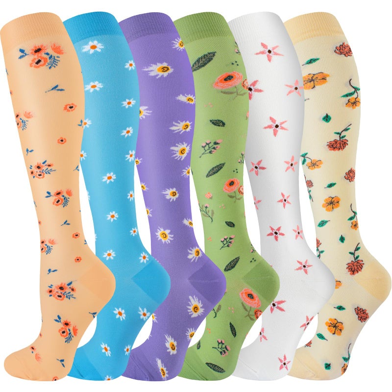 cerpite Compression Socks for Women & Men 6 Pairs Knee High Compression Socks 20-32 mmhg Best for Running,Nurse,Travel - Image 1