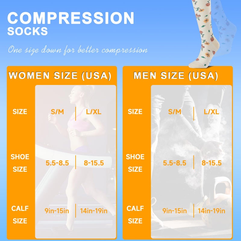 cerpite Compression Socks for Women & Men 6 Pairs Knee High Compression Socks 20-32 mmhg Best for Running,Nurse,Travel - Image 4