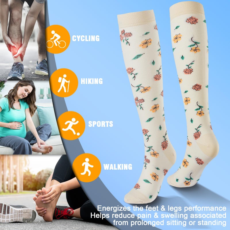 cerpite Compression Socks for Women & Men 6 Pairs Knee High Compression Socks 20-32 mmhg Best for Running,Nurse,Travel - Image 5