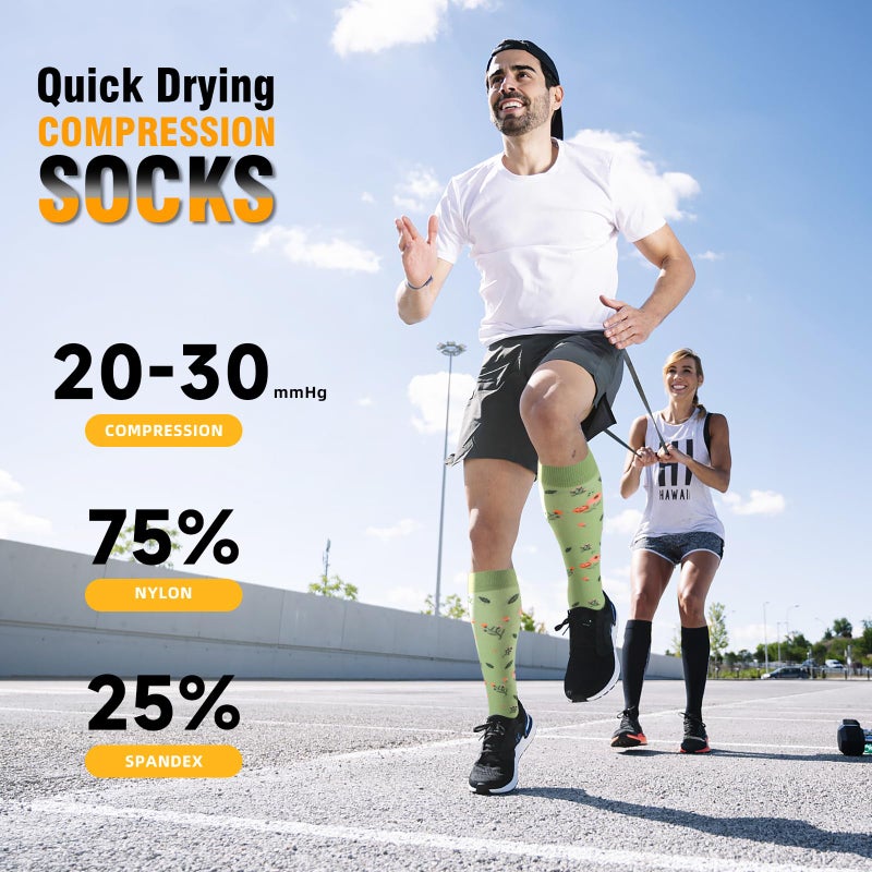 cerpite Compression Socks for Women & Men 6 Pairs Knee High Compression Socks 20-32 mmhg Best for Running,Nurse,Travel - Image 2