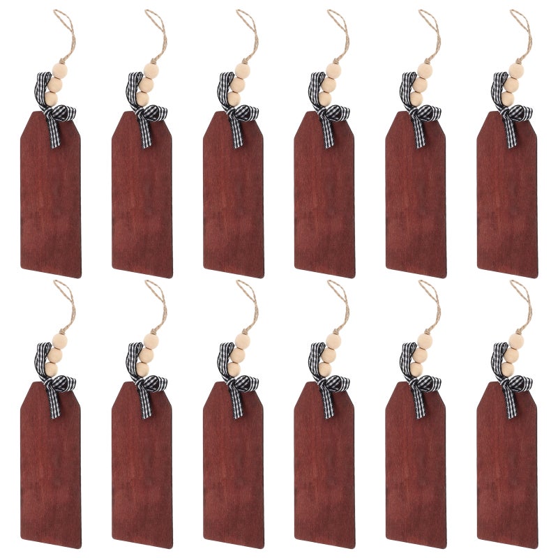 12pcs Rustic Farmhouse Wood Tags With Jute Ropes Blank Hanging Ornaments For Crafts Party Decorations And Home Decor - Image 1