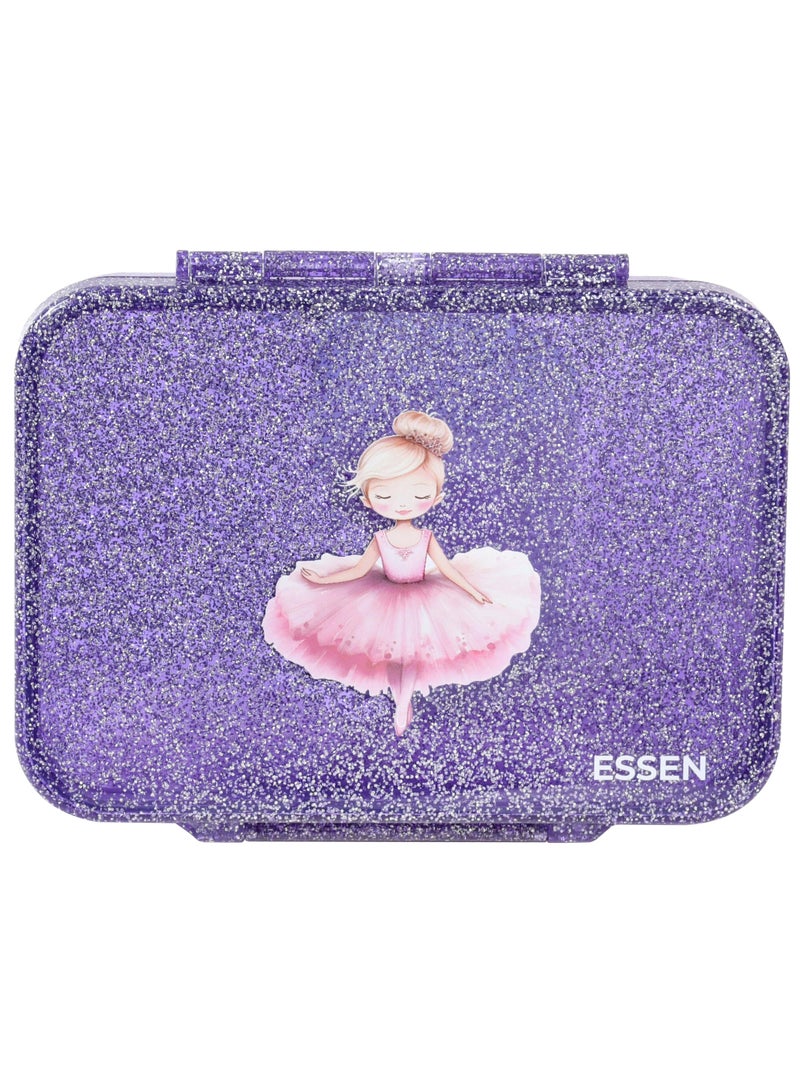 ESSEN Tritan Bento Lunch Box for Kids Girls - Purple Glitter Ballerina - Image 1