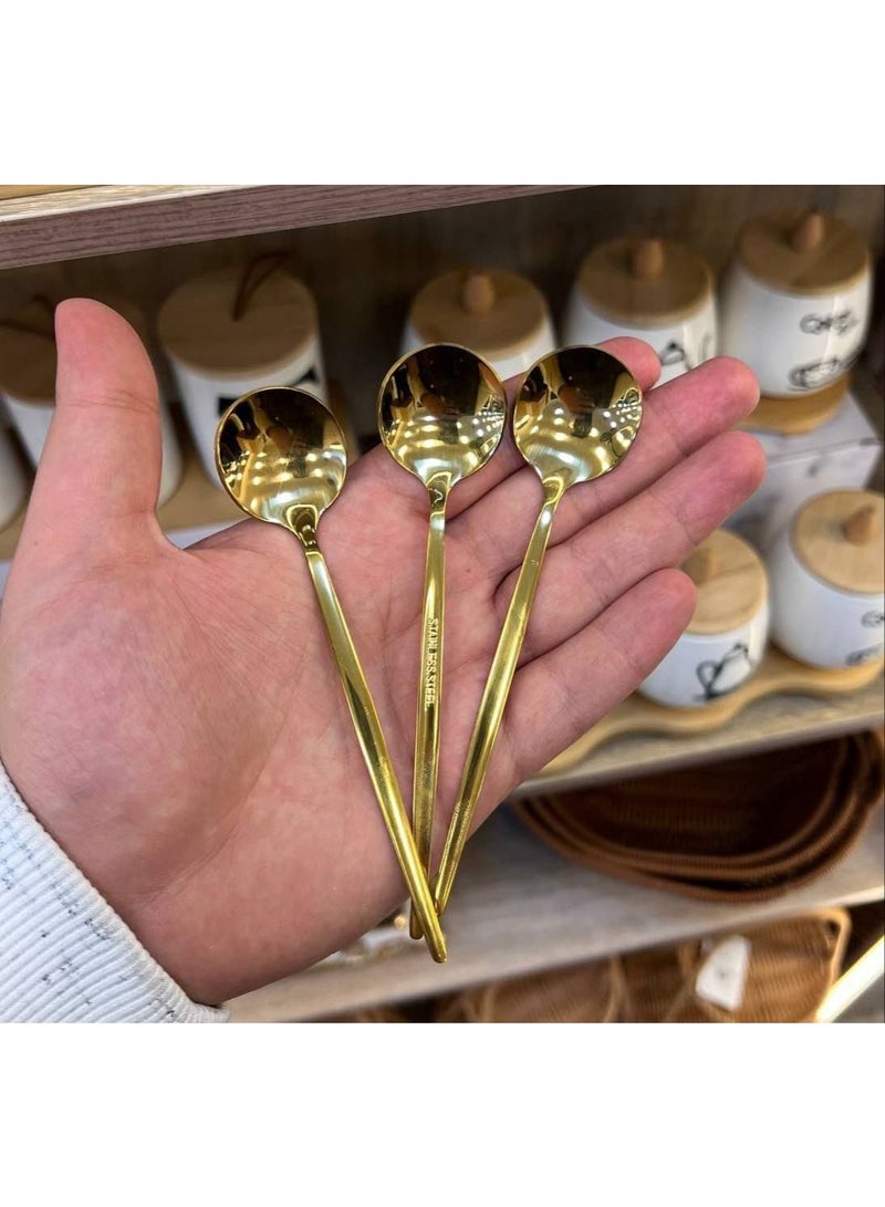 A set of six-piece stainless steel spoons, available in black and gold - Image 1