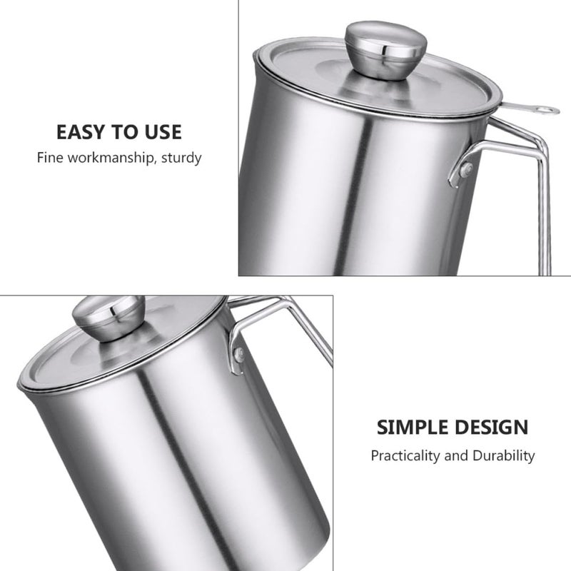 GALPADA Stainless Steel 304 Oil Filter Container with Strainer 1.5l Small Kitchen Grease Strainer Pot for Cooking and Soybean Milk Storage - Image 3