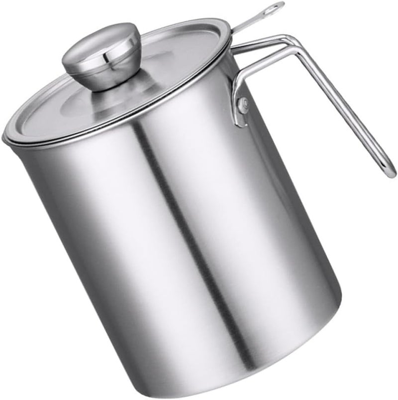 GALPADA Stainless Steel 304 Oil Filter Container with Strainer 1.5l Small Kitchen Grease Strainer Pot for Cooking and Soybean Milk Storage - Image 1