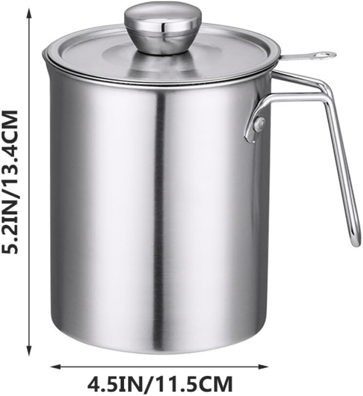 GALPADA Stainless Steel 304 Oil Filter Container with Strainer 1.5l Small Kitchen Grease Strainer Pot for Cooking and Soybean Milk Storage - Image 2