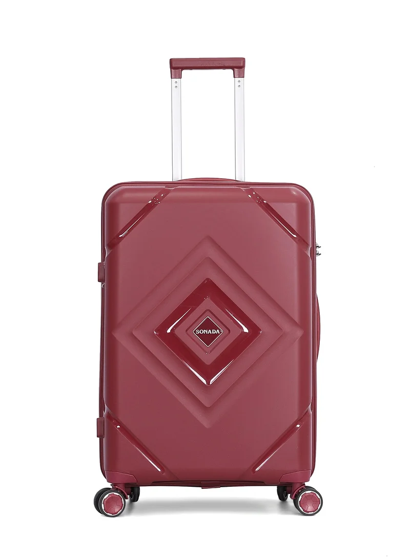 سونادا مجموعة حقائب سونادا بعجلات، 3 قطع، حقيبة صلبة، عنابي