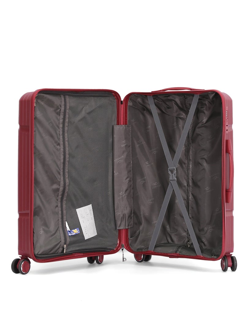 Sonada Trolley Bags 3 PCS Set Hardside Suitcase,Burgundy - Image 4